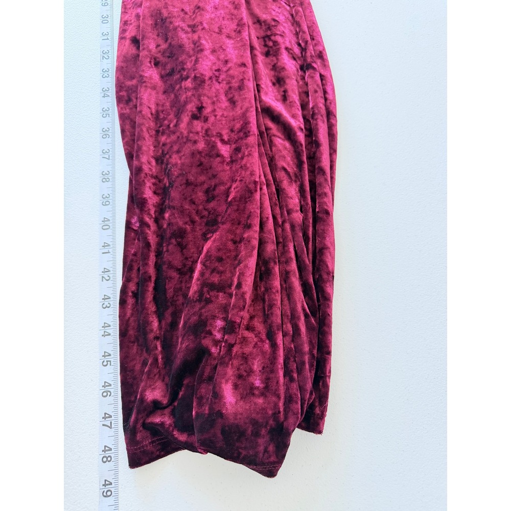 Women's Burgundy Crushed Velvet Wide Leg Jumpsuit Medium Whimsigoth - Picture 12 of 12